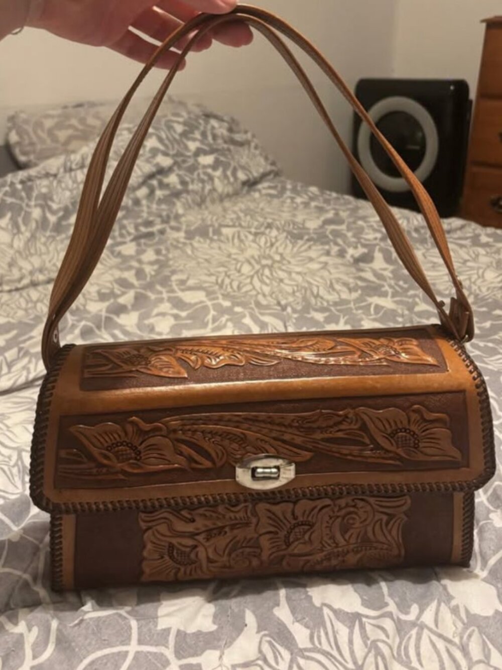 Beautiful Vintage Hand Tooled Leather Bag purse